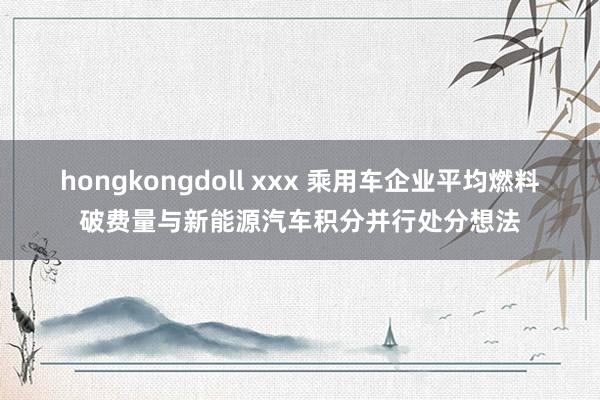 hongkongdoll xxx 乘用车企业平均燃料破费量与新能源汽车积分并行处分想法