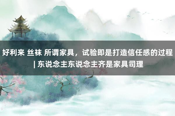 好利来 丝袜 所谓家具，试验即是打造信任感的过程 | 东说念主东说念主齐是家具司理