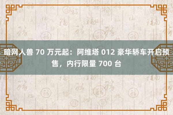 暗网人兽 70 万元起：阿维塔 012 豪华轿车开启预售，内行限量 700 台