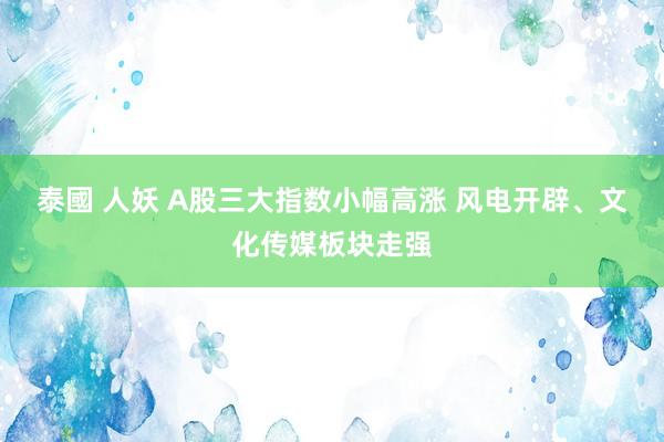 泰國 人妖 A股三大指数小幅高涨 风电开辟、文化传媒板块走强