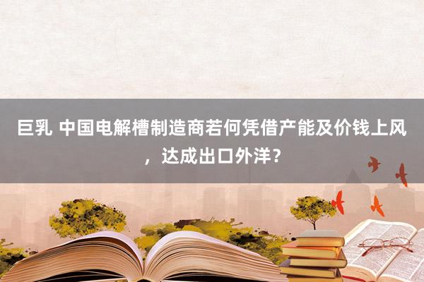 巨乳 中国电解槽制造商若何凭借产能及价钱上风，达成出口外洋？