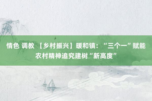 情色 调教 【乡村振兴】暖和镇：“三个一”赋能农村精神追究建树“新高度”